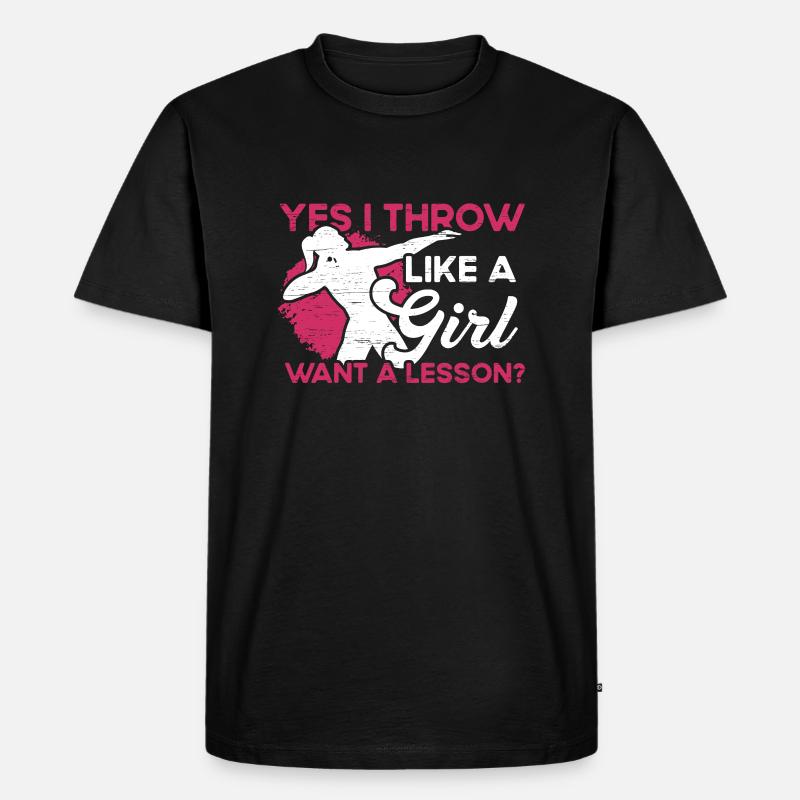 Ich Werfe Wie Ein Mädchen - Männer Premium Bio T-Shirt - Schwarz