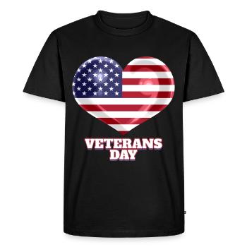 American Flag Heart For Veterans Day - Men's Premium Organic T-Shirt - black - Front - Nico (187cm)