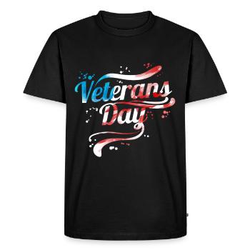 US Flag Colored Logo For Veterans Day - Men's Premium Organic T-Shirt - black - Front - Nico (187cm)