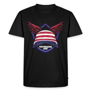 Patriotic Helmet And Wings On Veterans Day - Men's Premium Organic T-Shirt - black - Front - Nico (187cm)