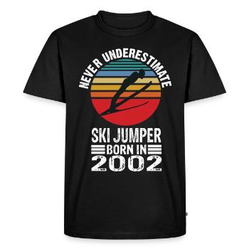 Never Underestimate Ski Jumper born in 2002 - Men's Premium Organic T-Shirt - black - Front - Nico (187cm)