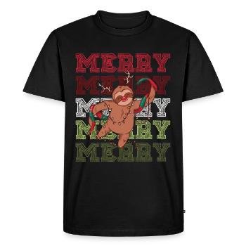 Joyeux Noël Joyeux Paresseux Sapin de Noël - T-shirt Premium bio Homme - noir - Devant - Nico (187cm)
