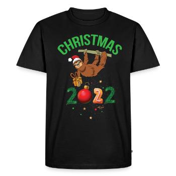 Christmas 2022 Funny Sloth Santa Claus - Men's Premium Organic T-Shirt - black - Front - Nico (187cm)