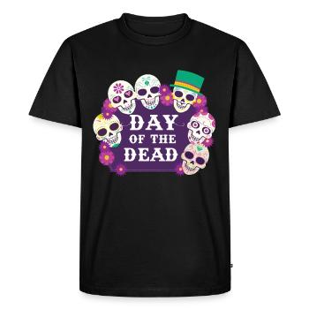 Jour des morts Sugar Skull Fête mexicaine - T-shirt Premium bio Homme - noir - Devant - Nico (187cm)