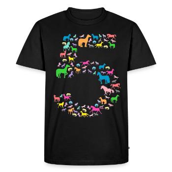 CINQ ANS AVEC DES CHEVAUX ET DES LICORNES - T-shirt Premium bio Homme - noir - Devant - Nico (187cm)