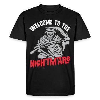 Faucheuse Faux Cauchemar Ange de la Mort Bonjour - T-shirt Premium bio Homme - noir - Devant - Nico (187cm)