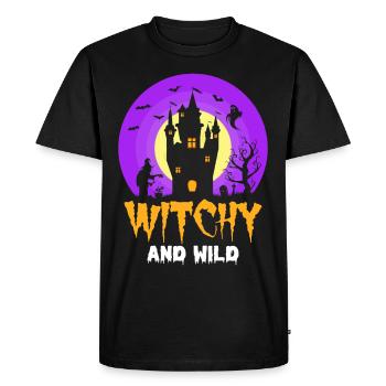 Sorcière Halloween Party Sorcière Maison effrayante Fantôme - T-shirt Premium bio Homme - noir - Devant - Nico (187cm)