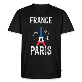 Paris Art Tour Eiffel France Cher Français - T-shirt Premium bio Homme - noir - Devant - Nico (187cm)