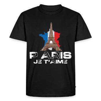 Tour Eiffel J’adore Paris France Day avec Fran - T-shirt Premium bio Homme - noir - Devant - Nico (187cm)