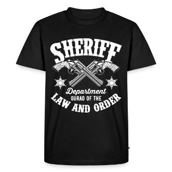 Sheriff Guard Badge Sheriff Star Pistols Cowbo - Men's Premium Organic T-Shirt - black - Front - Nico (187cm)