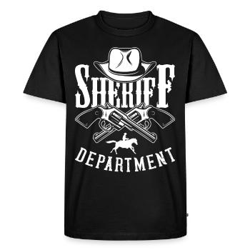 Sheriff Cowboy Pistols Sheriff Star Badge Costume - Men's Premium Organic T-Shirt - black - Front - Nico (187cm)