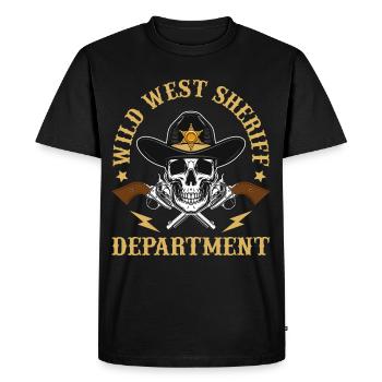 Sheriff West Department Skull Pistols Sheriff Star - Men's Premium Organic T-Shirt - black - Front - Nico (187cm)