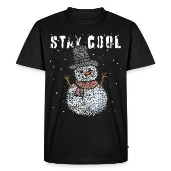 Bonhomme de neige Flocons de neige Heure d’hiver Décembre - T-shirt Premium bio Homme - noir - Devant - Nico (187cm)