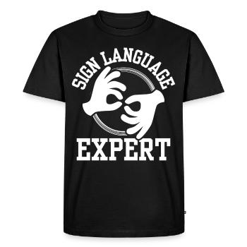 Gestes de sensibilisation des experts en langue des signes - T-shirt Premium bio Homme - noir - Devant - Nico (187cm)