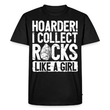 Drôle de fille de chasse aux rochers - T-shirt Premium bio Homme - noir - Devant - Nico (187cm)