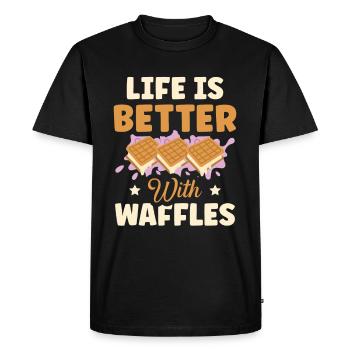 La vie est meilleure avec les gaufres gaufres pour - T-shirt Premium bio Homme - noir - Devant - Nico (187cm)