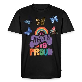Papillon Arc-en-ciel Dicton de motivation avec Butterf - T-shirt Premium bio Homme - noir - Devant - Nico (187cm)