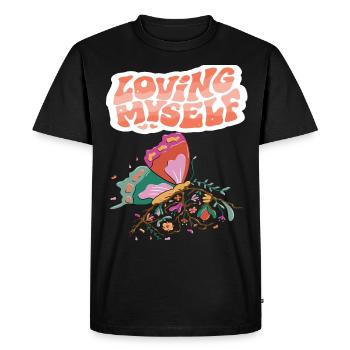 Aimer le papillon Motivation Dicton avec Butterfl - T-shirt Premium bio Homme - noir - Devant - Nico (187cm)