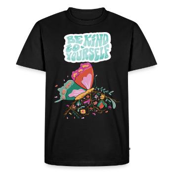 Soyez gentil papillon Motivation Dicton avec Butterf - T-shirt Premium bio Homme - noir - Devant - Nico (187cm)