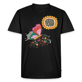 Citation de motivation du papillon tournesol avec du beurre - T-shirt Premium bio Homme - noir - Devant - Nico (187cm)