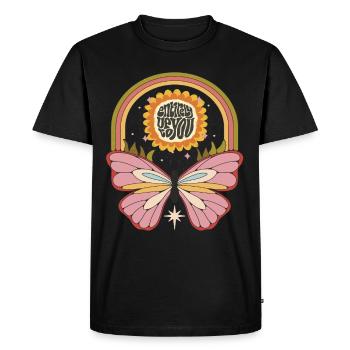 Hippie Tournesol Papillon Motivation Dicton Mais - T-shirt Premium bio Homme - noir - Devant - Nico (187cm)