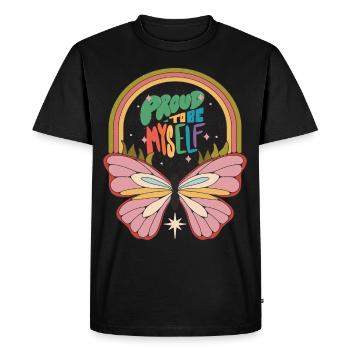 Papillon fier dicton motivant avec des fesses mignonnes - T-shirt Premium bio Homme - noir - Devant - Nico (187cm)