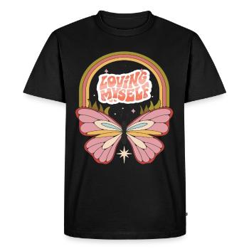 Butterfly Myself Motivation Dicton avec Cute But - T-shirt Premium bio Homme - noir - Devant - Nico (187cm)