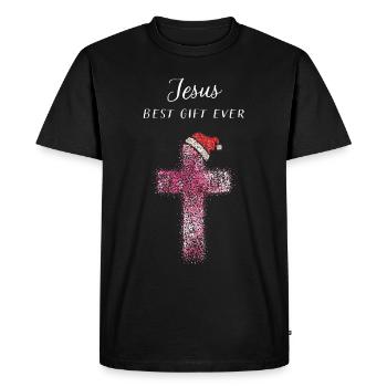 Saint Nicolas Cap Croix Service de Noël Jésus - T-shirt Premium bio Homme - noir - Devant - Nico (187cm)