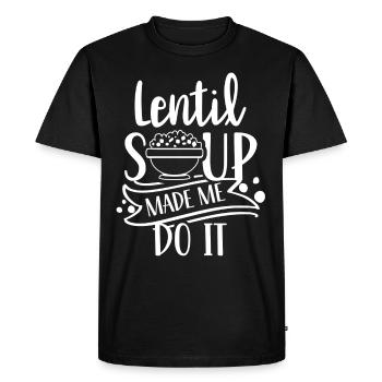 La soupe aux lentilles m’a fait des lentilles - T-shirt Premium bio Homme - noir - Devant - Nico (187cm)