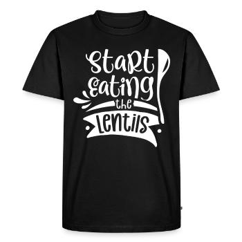 Start eating the lentils Lentil Lentil Soup - Men's Premium Organic T-Shirt - black - Front - Nico (187cm)