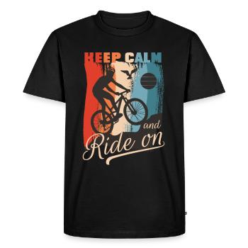 Vélo - rétro vintage restez calme et roulez - T-shirt Premium bio Homme - noir - Devant - Nico (187cm)