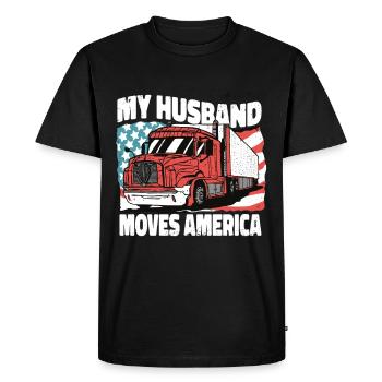 Profession - Mon mari déménage en Amérique - T-shirt Premium bio Homme - noir - Devant - Nico (187cm)