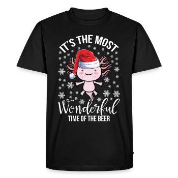 Axolotl Chapeau de Noël Joyeux Noël - T-shirt Premium bio Homme - noir - Devant - Nico (187cm)