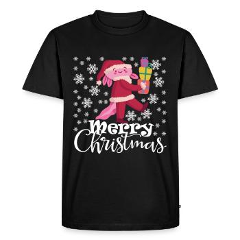Joyeux Noël Axolotl Drôle de Noël Neige - T-shirt Premium bio Homme - noir - Devant - Nico (187cm)