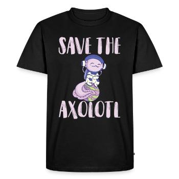 Axolotl Space Earth Solar System Spaceship - T-shirt Premium bio Homme - noir - Devant - Nico (187cm)