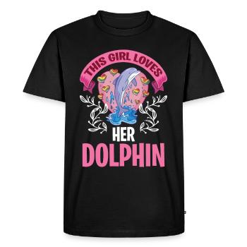 Une fille aime les dauphins Dauphins mignons sous l’eau - T-shirt Premium bio Homme - noir - Devant - Nico (187cm)