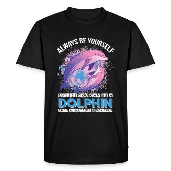 Soyez un dauphin Baleine Dauphins mignons sous l’eau - T-shirt Premium bio Homme - noir - Devant - Nico (187cm)