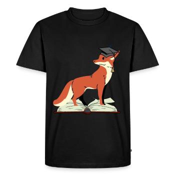 Fox Abitur learn smart wise wisdom wise - Men's Premium Organic T-Shirt - black - Front - Nico (187cm)