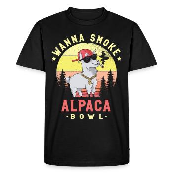 Wanna Smoke Alpaca Bowl Camelid Mammal Alpaca - Men's Premium Organic T-Shirt - black - Front - Nico (187cm)
