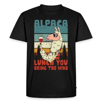 Alpaca lunch bring the wine - Men's Premium Organic T-Shirt - black - Front - Nico (187cm)
