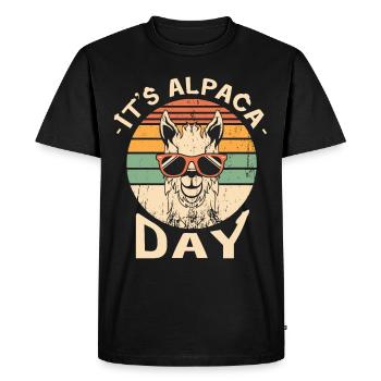 It's alpaca day - Men's Premium Organic T-Shirt - black - Front - Nico (187cm)
