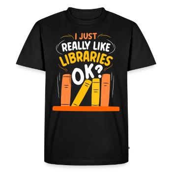 J’aime juste les bibliothèques très ok bibliothèque - T-shirt Premium bio Homme - noir - Devant - Nico (187cm)