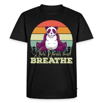 Yoga Panda Méditation Pandas mignons amoureux des animaux Y - T-shirt Premium bio Homme - noir - Devant - Nico (187cm)