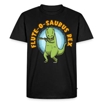 Flute-o-saurus Rex T-Rex Dinosaur Flute - Men's Premium Organic T-Shirt - black - Front - Nico (187cm)