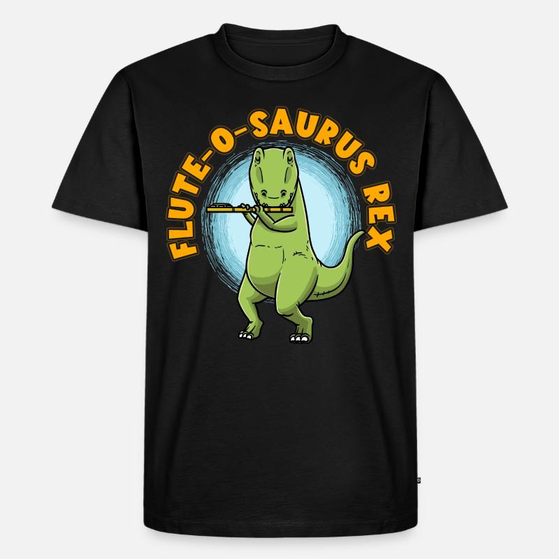 Flute-o-saurus Rex T-Rex Dinosaurier Querflöte - Männer Premium Bio T-Shirt - Schwarz