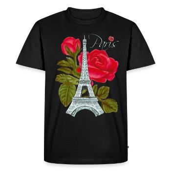 Love Paris Tour Eiffel avec Rose Français Love - T-shirt Premium bio Homme - noir - Devant - Nico (187cm)