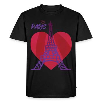 Tour Eiffel-Cœur-Amour-Souvenir-Français Amour - T-shirt Premium bio Homme - noir - Devant - Nico (187cm)