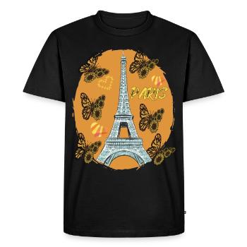 Amour Paris Coeurs Tour Eiffel Papillon Frankr - T-shirt Premium bio Homme - noir - Devant - Nico (187cm)