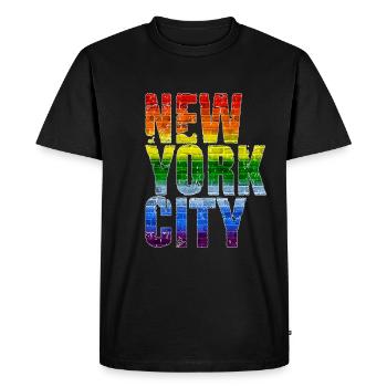 Arc-en-ciel New York City LGBT - T-shirt Premium bio Homme - noir - Devant - Nico (187cm)