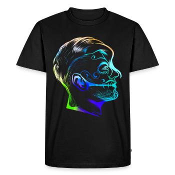Colorful Stylized Male Calaveras Makeup Day Of - Men's Premium Organic T-Shirt - black - Front - Nico (187cm)